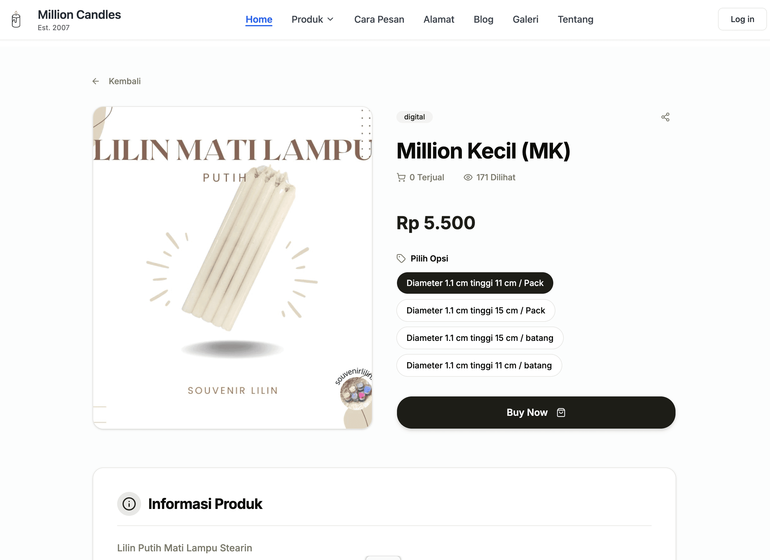 Screenshot project e-commerce - detail-product