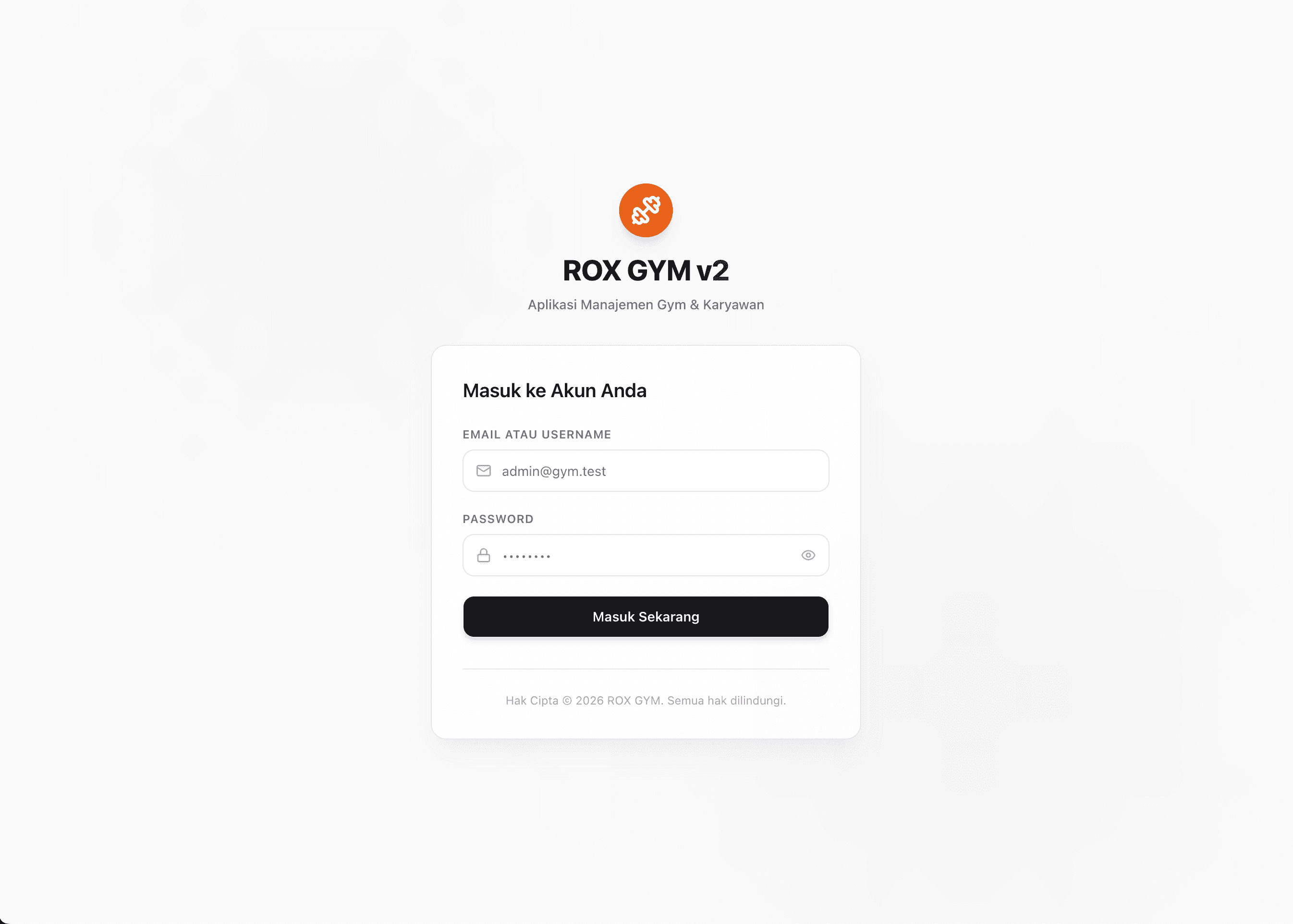 Screenshot project gym-management - login-preview