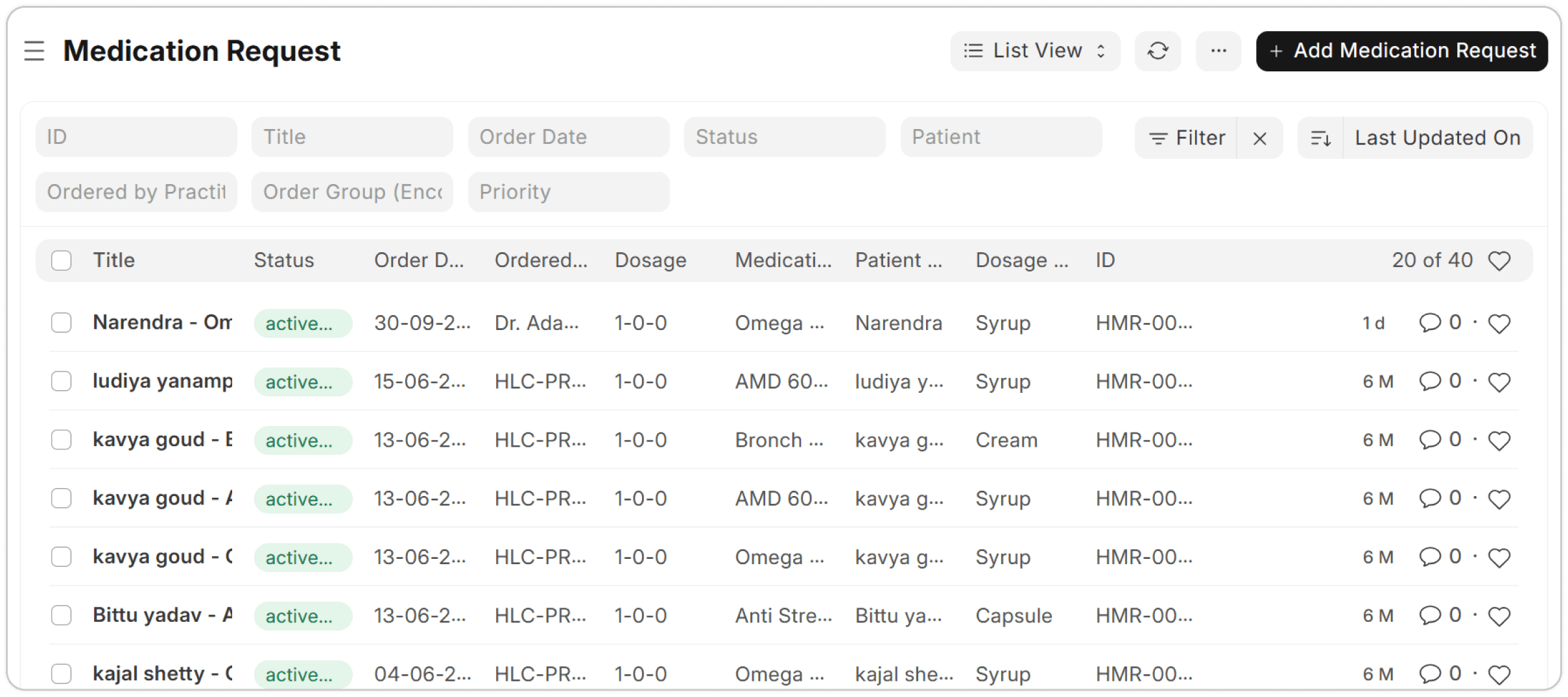 Screenshot project healthcare - medication-request