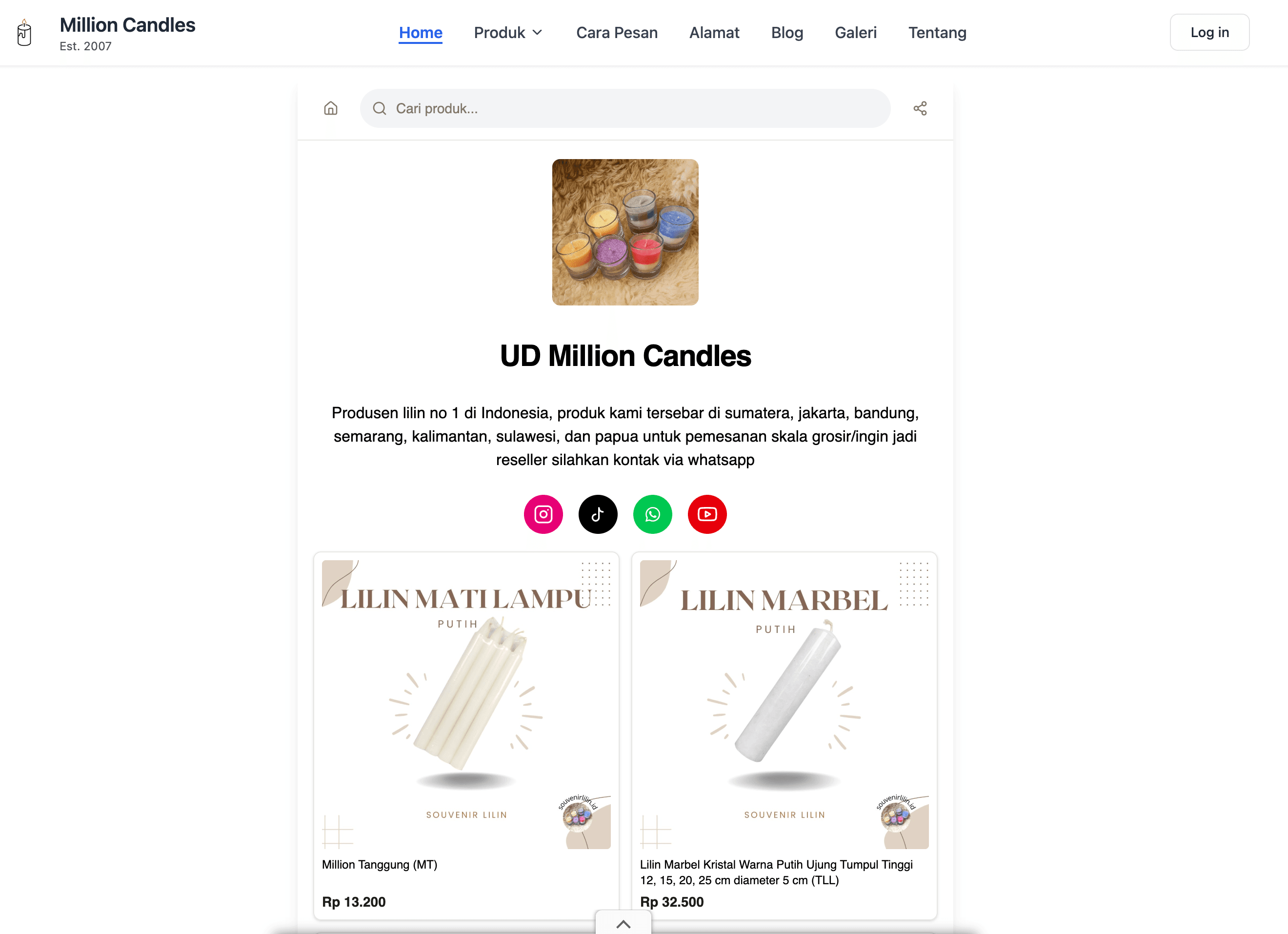 Screenshot project images - homepage-souvenirlilin-id