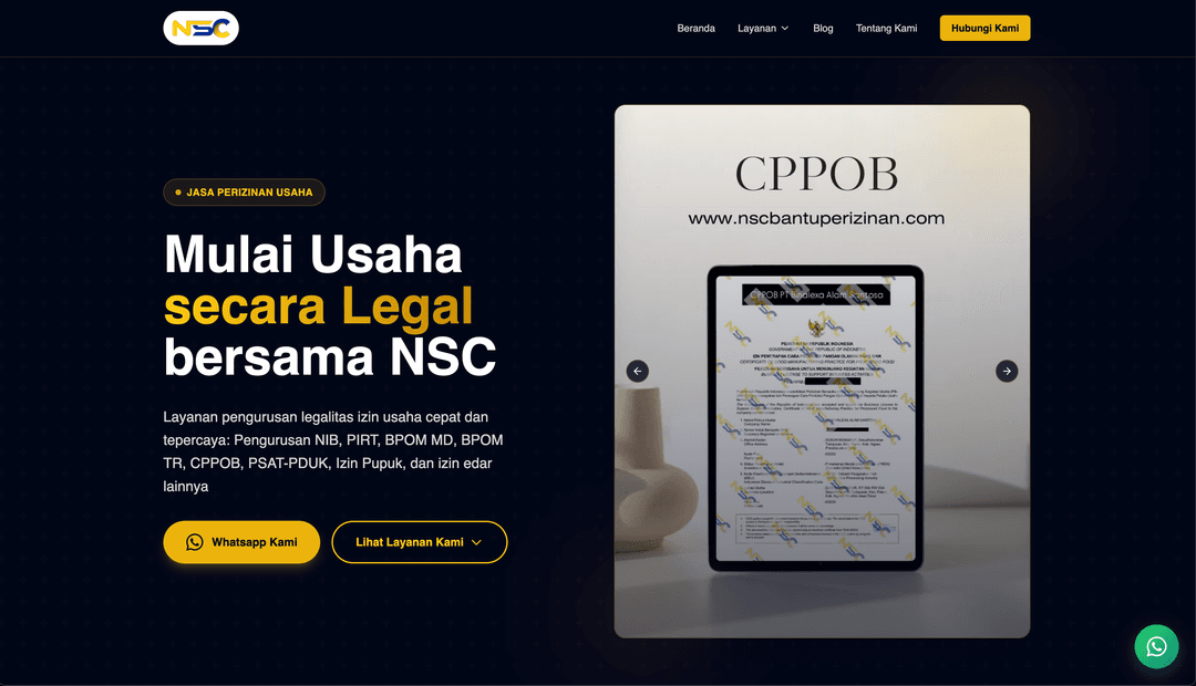 Company Profile & Client Portal - PT NSC JAYA MANDIRI